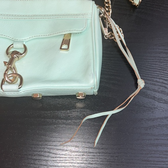 REBECCA MINKOFF Turquoise Leather Small Mac Crossbody Bag Purse - Picture 3 of 9
